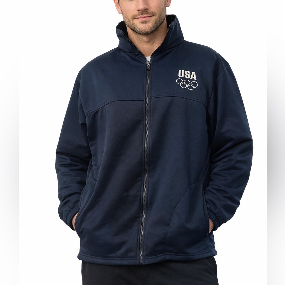 USA Olympics Zippered Track Jacket Women/Men  Size L Blue